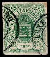 37 1/2 C. Freimarke Wappen im Oval 1860, sauber gest., allseits ...