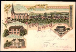 Londorf: 'Gruß aus..'-Farb-Lithokarte mit Ansichten der Kirche, vom ...