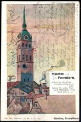 München: Blick auf den Petersthurm, gelaufen 1900 nach Hochheim, ...