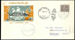 Flugpostmarke für Sonderflüge 1953, auf Schiffspostbeleg ...