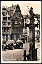 Frankfurt a. M.: s/w.-Fotokarte 'Römerberg', gelaufen mit SST ...