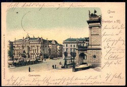 Frankfurt a. M.: 'Gruß aus'-Farb-AK ' Opernplatz', gelaufen 1901 ...