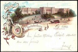 Farb-Lithokarte 'Gruß aus Charlottenburg' mit Ansicht des ...
