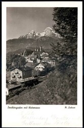 S/w.-AK 'Berchtesgaden mit Watzmann', echt gelaufen 1949, gute ...
