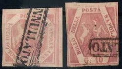 2 Gr. und 10 Gr. Freimarken Januar 1858, jew. voll- bis breitrandig, ...