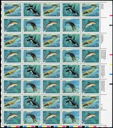 Parallelausgabe Meeressäugetiere 1990, der kpl. ZD-Bogen mit acht ...