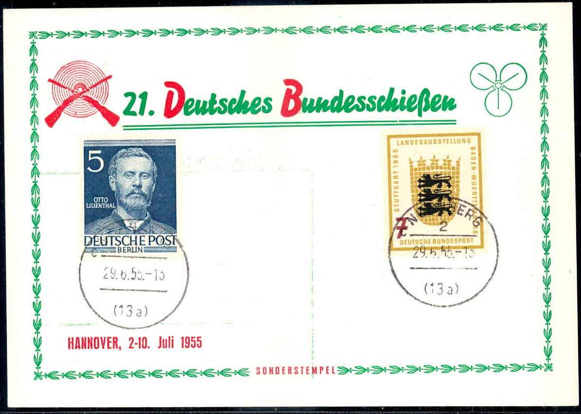 Deutsches Bundesschießen 1955, Erinnerungskarte an die Veranstaltung ...