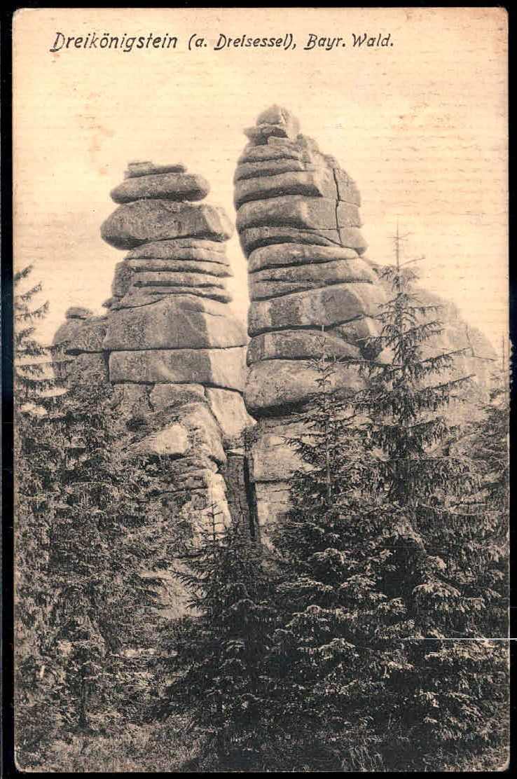 Dreikönigstein (a. Dreisessel), Bayrischer Wald: s/w.-AK, gelaufen ...