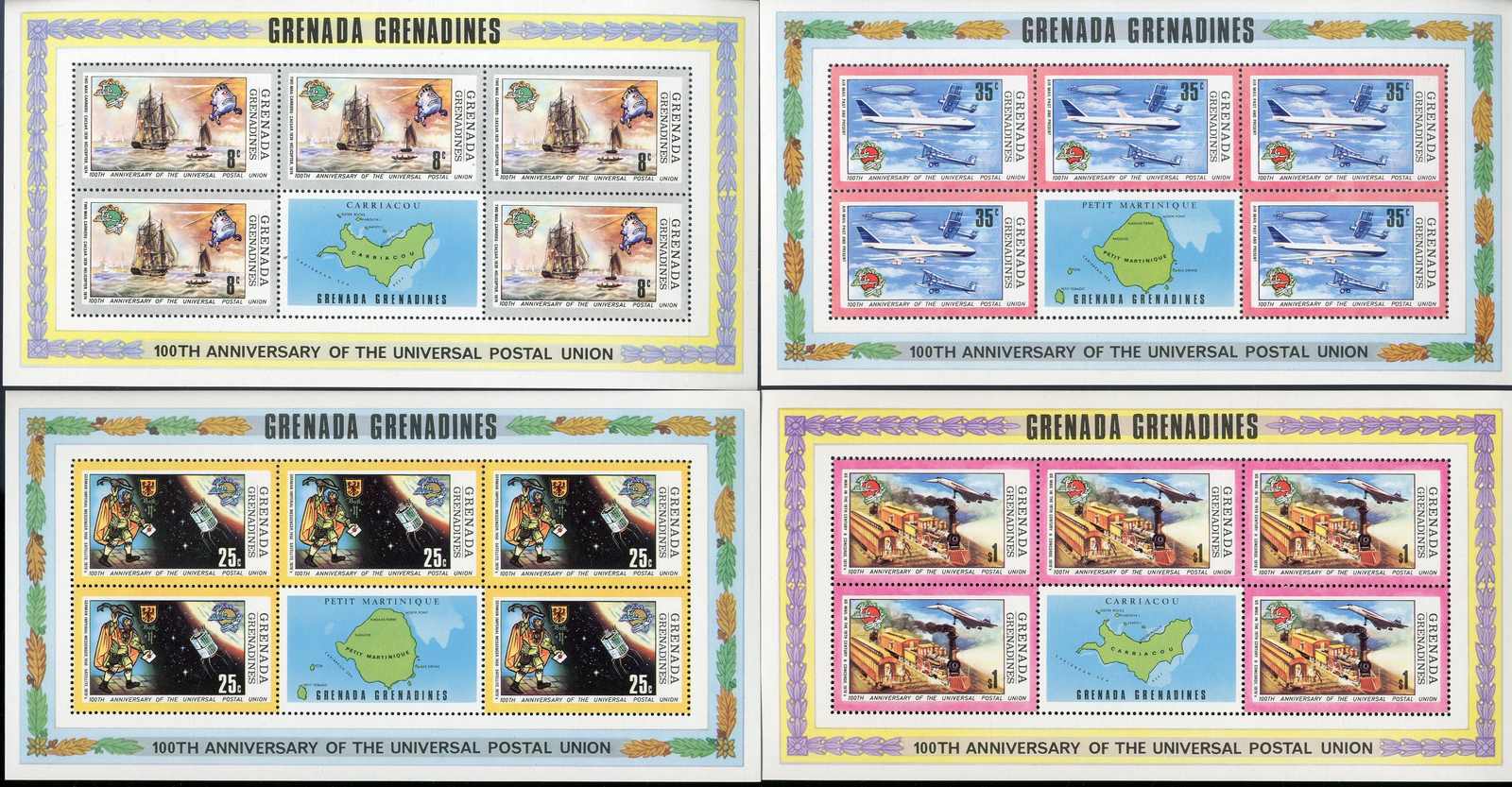 100 Jahre Weltpostverein-Kleinbogensatz und -Block sowie 100. ...