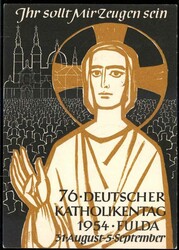 76. deutscher Katholikentag 1954, Erinnerungskarte frankiert mit den ...
