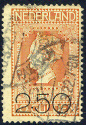 2,50 G. auf 10 G. Aufdruckmarke 1920, dunkelorange, sauber gest., ...