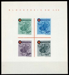 Rotkreuz-Block 1949, sauber ungebraucht ohne Gummi wie verausgabt, rs ...