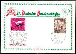 21. deutsches Bundesschießen Hannover 1955, Erinnerungskarte mit ...