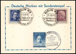 Beethoven-Ehrung 1952, hübsch auf westdeutscher Schmuckkarte, mit ...