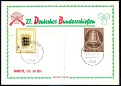 21. deutsches Bundesschießen Hannover 1955, Erinnerungskarte mit ...