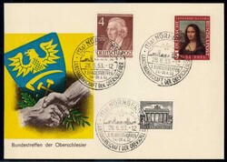 Gedenkkarte zum Bundestreffen der Oberschlesier 1953 in Nürnberg, ...