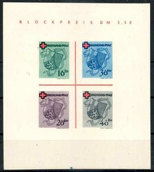 Rotes Kreuz-Block 1949, in Drucktype I/III., sauber ungebraucht, ...