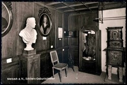 Marburg am Neckar: Aufnahme von Schillers Geburtszimmer, rs. ...