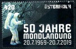 50. Jahrestag der 1. bemannten Mondlandung 2019, die Blockeinzelmarke ...