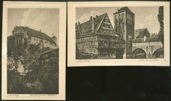 Nürnberg: zwei s/w.-AK's mit Ansichten vom Henkersteg und der Burg ...