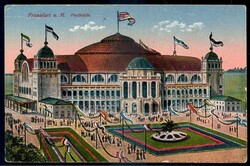 Frankfurt am Main: Farb-AK mit Ansicht der Festhalle, gelaufen 1926. ...