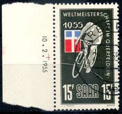 Rad-Weltmeisterschaft 1955, linkes Seitenrandstück mit Druckdatum, ...