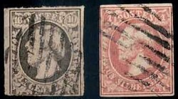 10 C. und 1 Sgr. Willem III. 1852, Mi.-Nr. 1. unten minimal tangiert, ...