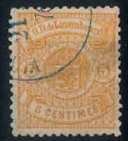 5 C. Staatswappen 1876, in b.-Farbe, zart gest., rechts kl. ...