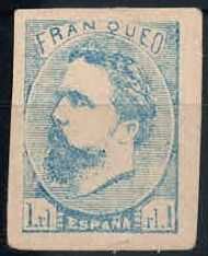 1 R. Don Carlos Juli 1873, blau, mit Tilde über N von Espania, ...