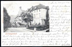 Schlangenbad bei Wiesbaden: s/w.-AK mit Straßenzug und dem Victoria ...