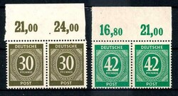 30 Pf. und 42 Pf. Ziffer 1946, jew. im waager. Paar mit ndgz. ...