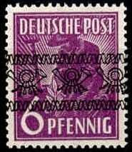 6 Pf. Arbeiter mit Bandaufdruck 1948, in b.-Farbe, tadellos ...