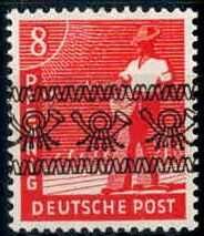 8 Pf. Arbeiter mit Bandaufdruck 1948, in c.-Farbe, tadellos ...