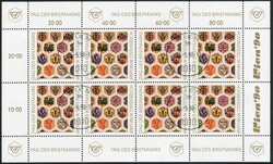Tag der Briefmarke 1990, im Kleinbogen mit vier sauberen EST der ...