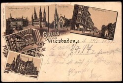 Wiesbaden: 'Gruß aus..'-AK mit vers. Ansichten, u. a. Wilhelmstraße ...