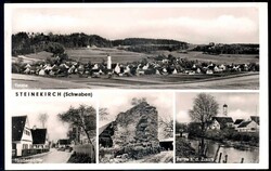 Steinekirch: s/w.-Fotokarte mit Totalansicht, Ruine Wolfsberg usw., ...