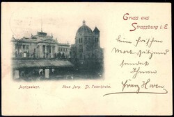 Straßburg: s/w.-AK mit Ansicht des Justizpalastes und der St. ...