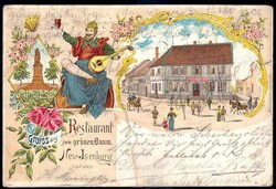 Neu-Isenburg: farbige Lithokarte 'Gruß aus dem Restaurant zum ...