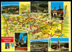 Hochtaunus Straße: Farb-AK mit Landkarte der Route und vers. ...