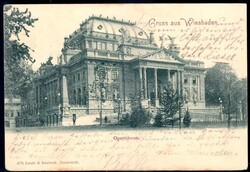 Wiesbaden: s/w.-AK mit Ansicht vom Opernhaus, gelaufen 1899 nach ...