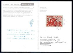 6 C. Sommermarke 1959, auf entspr. Ballonpost-Karte mit entspr. Stpln ...