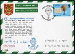 3 P. Geschichte der Luftfahrt 1973, auf Ballonpost-Karte zum 33. ...