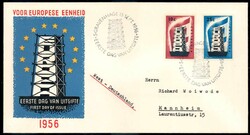 Europa-Union 1956, auf Schmuck-FDC nach Mannheim, Kabinett. M€ 40,--