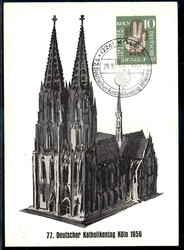 Katholikentag 1956, auf FDC-Maximumkarte (diese etwas bügig). M€ ...