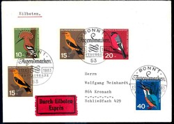 Jugend: Einheimische Vögel 1963, der Satz (mit zweimal 15 Pf.) ...