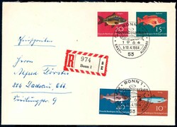 Jugend: Fische 1964, der Satz auf R.-Brief mit zwei ESST's nach ...