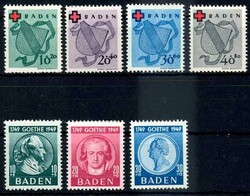 Rotkreuz- und Goethe-Satz 1949, sauber ungebraucht (30 Pf. Goethe ...