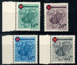 Rotkreuz-Satz 1949, drei Werte mit linkem Seitenrand, tadellos ...