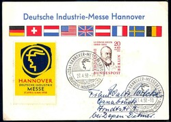 Deutsche Industrie-Messe Hannover 1958, Schmuck-Karte mit Berliner ...