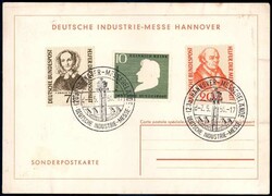 Deutsche Industrie-Messe Hannover 1956, Erinnerungskarte mit drei ...